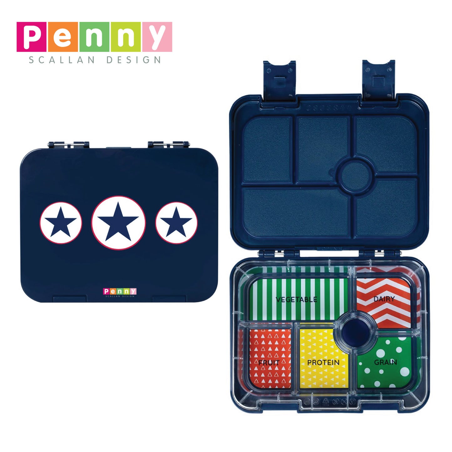 Penny Scallan Design 6-Compartment Large Bento Box - Navy Star