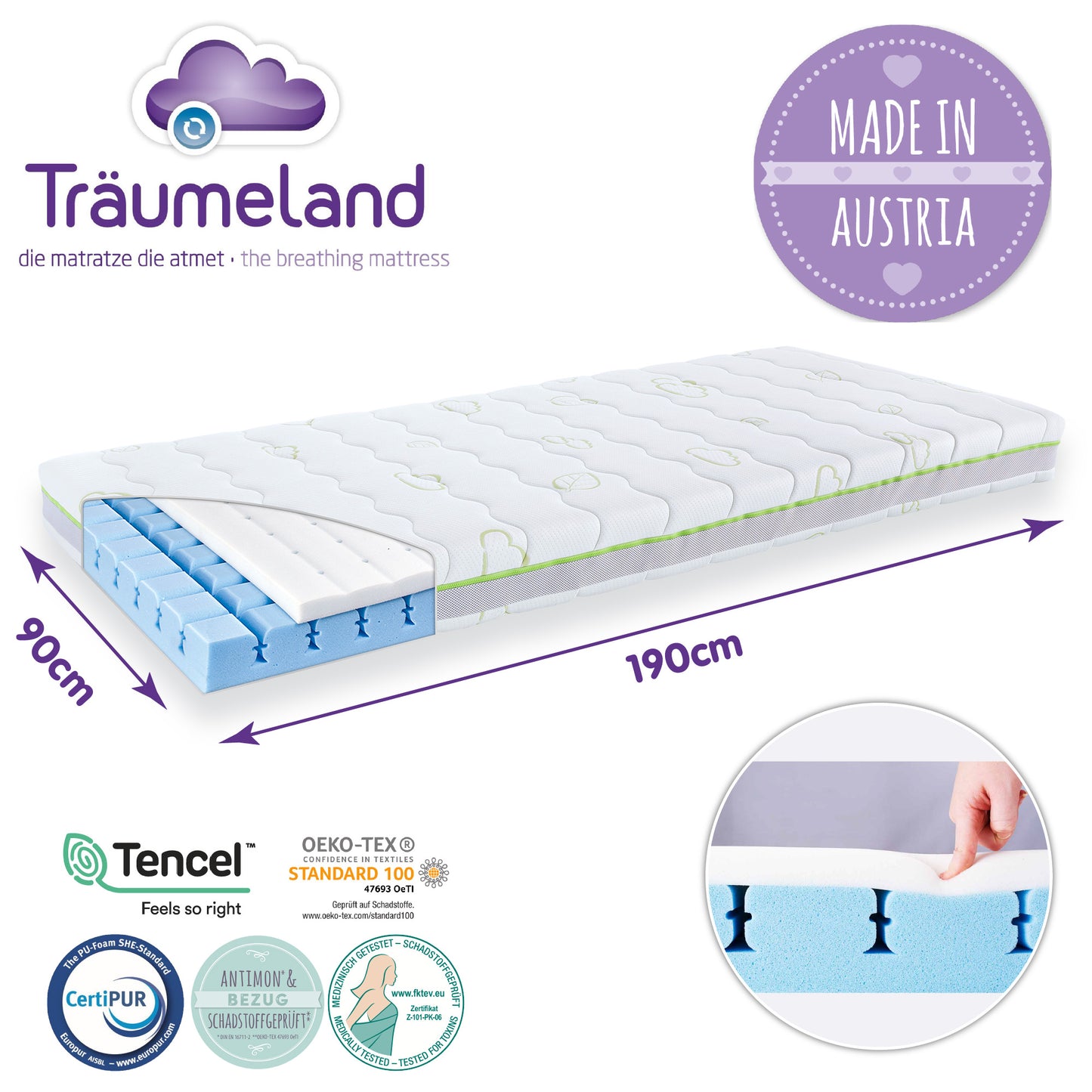 Traeumeland Kids Mattress - Slumber Land (Various Sizes)