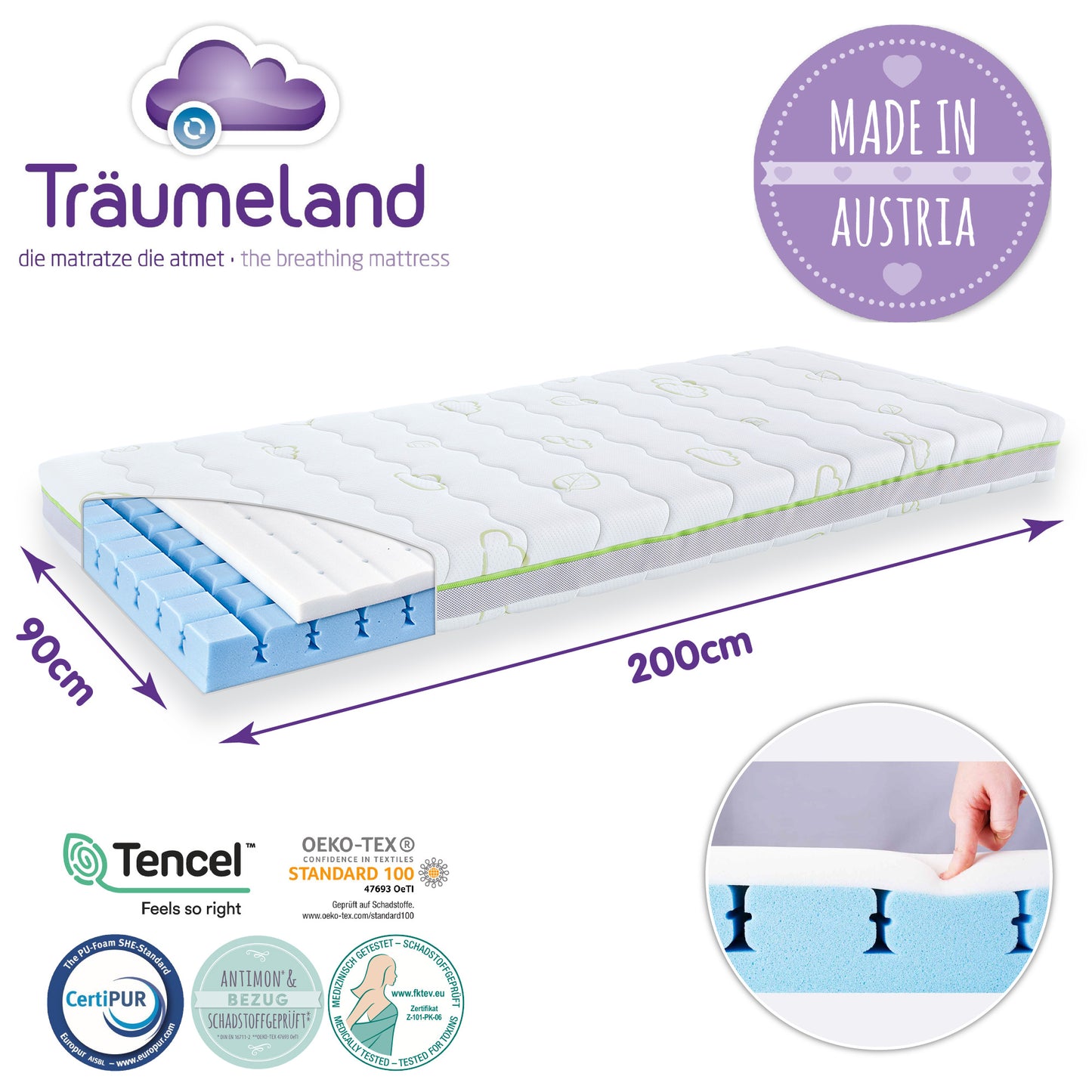 Traeumeland Kids Mattress - Slumber Land (Various Sizes)
