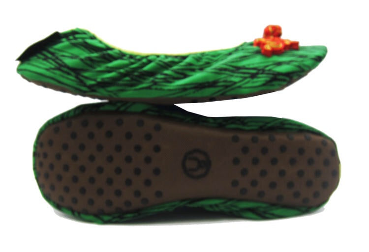 The Plush Shop Handmade Indoor Slippers - Script Green