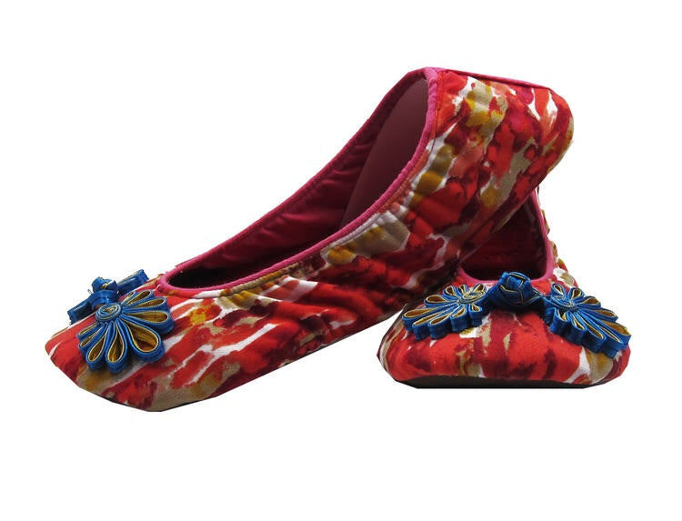 The Plush Shop Handmade Indoor Slippers - Marble Red