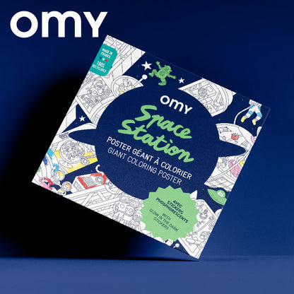 OMY Giant Coloring Poster - Space Station + Stickers (100 x 70cm)