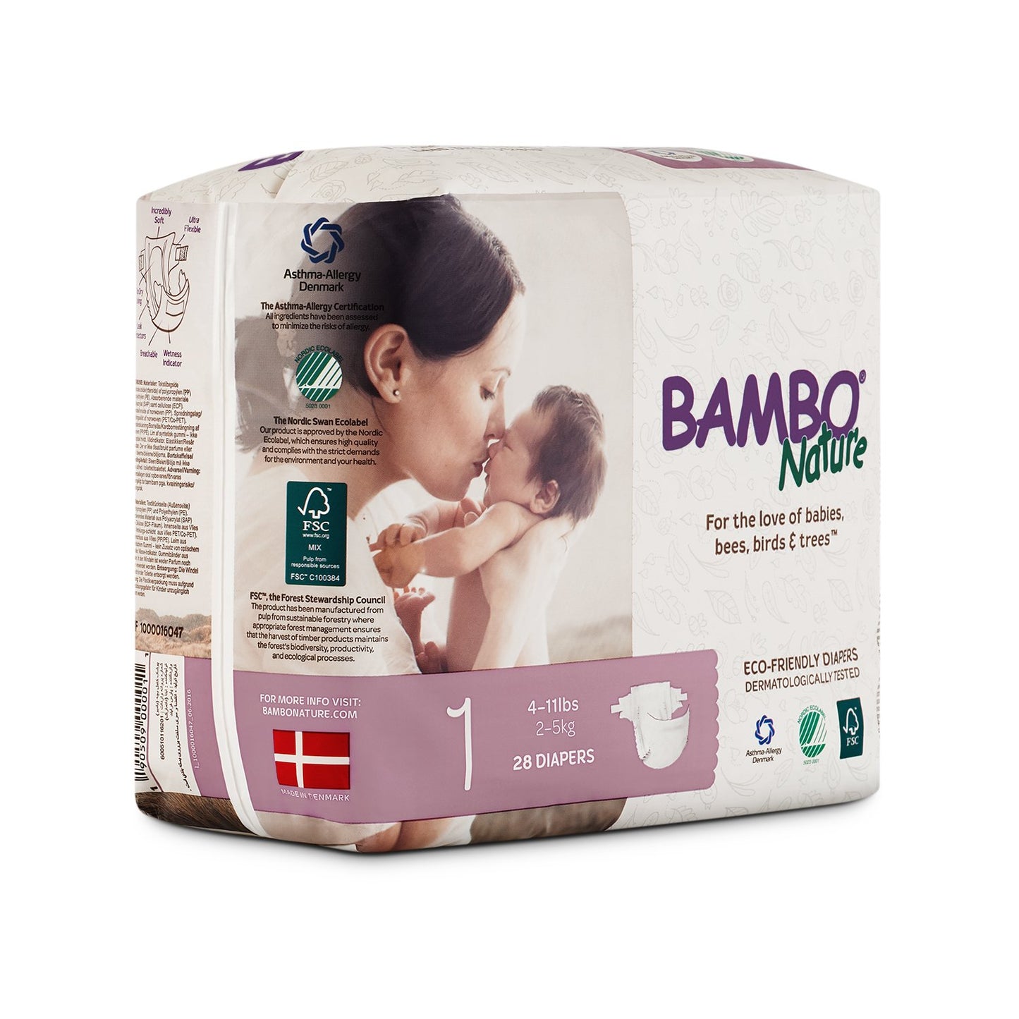 Bambo Nature Baby Diaper [Size 1 / 2-5kg] 28/pack, 6-packs