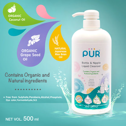 PUR Natural Bottle & Nipple Liquid Cleanser 500ml.