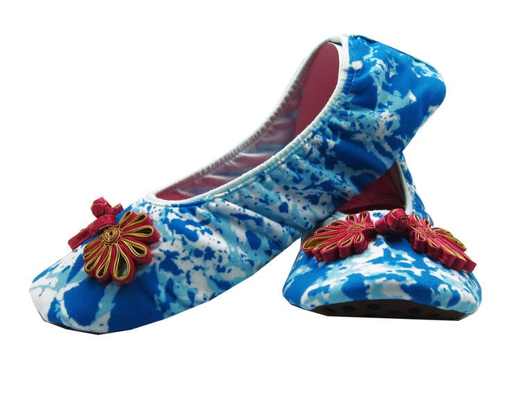 The Plush Shop Handmade Indoor Slippers - Marble Blue