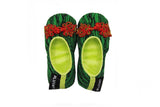 The Plush Shop Handmade Indoor Slippers - Script Green